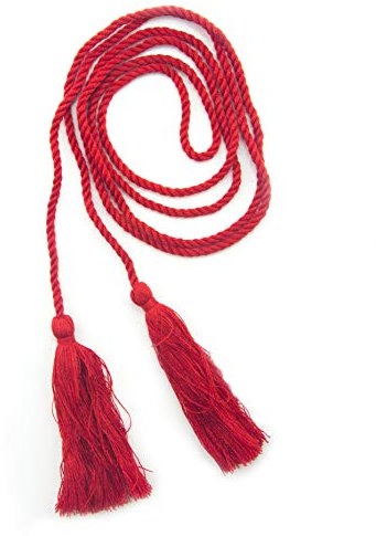 HAND®-Satz von 4 rote Baumwolle Doppel endet Quasten mit String Kordel - 136 cm lang