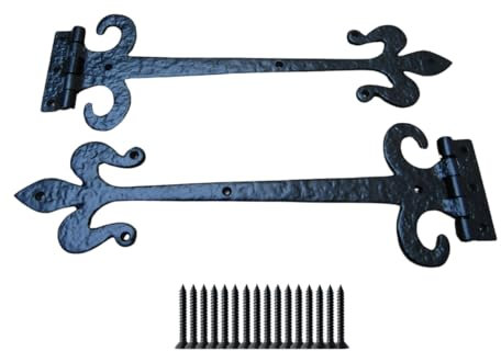Fleur De LYS Charnières à boucles 40,6 cm Noir antique