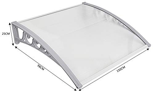 Wefun Auvent de Porte Entrée Marquise Solaire Porte Anti-Soleil Protection d'abri Polycarbonat (100 * 150cm)