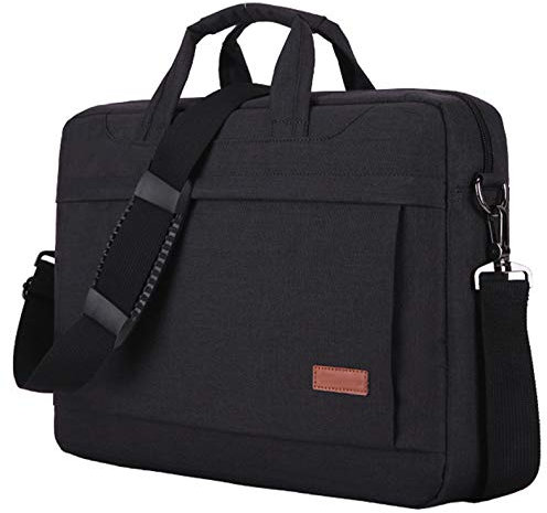 Bolsa de Hombro Compatible 15 Pulgadas MacBook Air/Pro/Surface, Poliéster Mensajero Maletín con Profundidad Ajustable,Negro,15 Pulgada