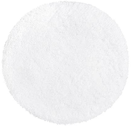 PANA® Runde Badematte Hochflor (Ø 71 cm) • Badteppich rund aus weichen Mikrofasern • Saugstark & waschbar • Runder Duschvorleger, Badvorleger, Badezimmerteppich rund • Farbe: Weiß