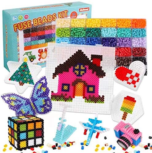 Meland Fuse Beads Kit - 11000pcs 36 Colors Iron Beads Set for Kids with 5 Pegboards, 2 Tweezers, Ironing Paper, Chain Accessories for DIY Crafts