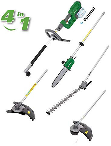 RIBIMEX PRBAT20/4EN1SB Utensile multifunzione 4 in 1 Decespugliatore, tagliasiepi, Sfrondatrice, Tagliabordi RBAT20 Ribimex senza batteria e carica batteria