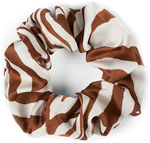 styleBREAKER Damen XXL Haargummi mit Zebra Muster im Animal Print Style, elastisch, Scrunchie, Zopfgummi, Haarband 04027018, Farbe:Cognac-Weiß