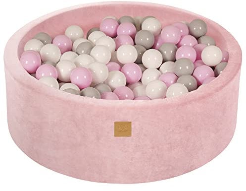 MEOWBABY Bällebad 90x30cm Samt - Bällebad Baby ab 1 Jahr - Bällebad Kinder Weichschaum Ballgruben mit 200 Bälle, Puderrosa