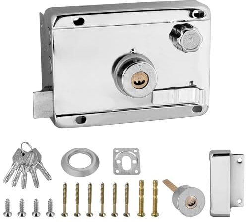 Verrou de porte externe de nuit pour porte coulissante haute sécurité pour votre maison ou votre lieu de travail avec 5 clés (ouverte à gauche)