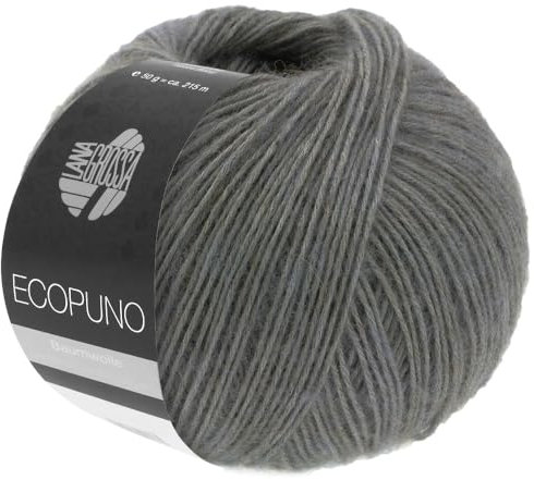 LANA GROSSA Ecopuno | Edle Netzgarnstruktur aus Baumwolle gefüllt mit Merino/Alpaka | Handstrickgarn aus 17% Schurwolle & 11% Alpaka Wolle | 50g Wolle zum Stricken & Häkeln | 215m Garn FB 63