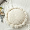 Icegrey Runde Boho Kissen mit Füllung mit Pompons Gewebt Zierkissen Wurfkissen Gestrickte Dekokissen für Bett- und Couch Sofa Kissen Sitzkissen, Beige, 50x50cm
