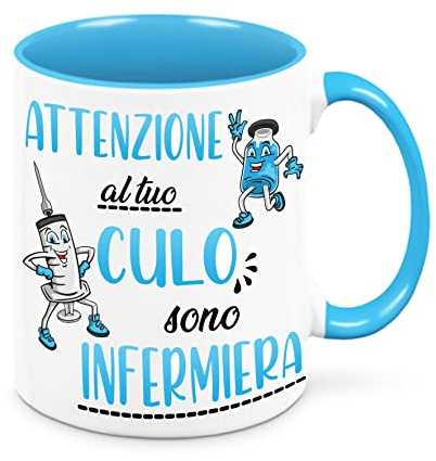 Mr. Gadgets Tazza Con scritta simpatica - Infermiere/Infermiera Attenzione al tuo culo (Infermiera, Blu)