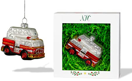North Star Christmas | Feuerwehrauto Glas Ornament | Fahrzeuge & Karriere Kollektion