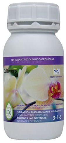 CULTIVERS Fertilizante Ecológico Orquídeas Líquido. Crecimiento Saludable, Mayor Floración e Intensifica el Color. con Macronutrientes y Micronutrientes. Abono 100% Orgánico y Natural. (250 ml)