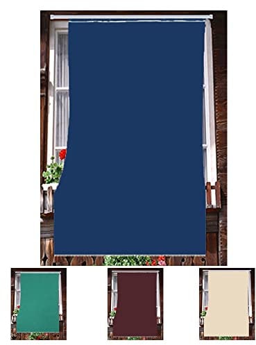 Home Tresor - Tenda da Sole da Esterno per Balcone/Terrazzo/Veranda con Anelli e Ganci per Applicazione, Resistente e Lavabile, 100% Poliestere, Tinta Unita Blu cm. 140x250