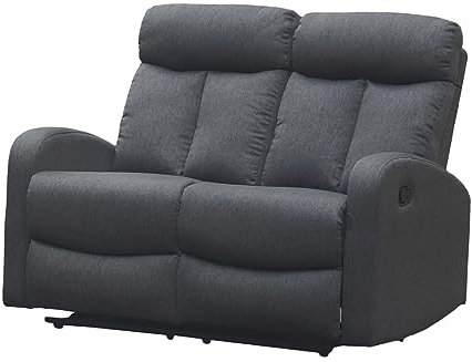 SHIITO - Sofa mit Relaxfunktion, manuelles System, 2-Sitzer, Bezug aus Sternstoff, Modell Sibirien, erhältlich in Zwei Farben (Marengo)