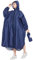 Regenjacke Damen Unisex mit Versiegelte Nähte,Lang Loser Ärmel,Leichte Wasserdicht und Atmungsaktiv,eine große Fronttasche,Urchgehender Reißverschluss Schließung Blau
