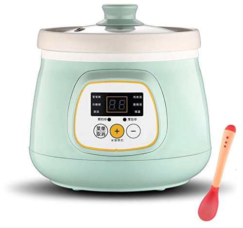 HMTE Digital Slow Cooker 1.5 L Ceramic Liner Stew Pot, Household Smart Electric Cooker Cooker with 10 H Reservation Function And 6 Cooking Settings,Manual+Style (Smart+Style)