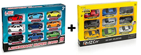Leomark Collection de Voiture -Ensemble de 18 Voitures de Sport, pour Un Cadeau, Emballage coloré, Divers modèles de Voitures