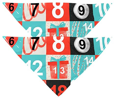 Hundehalstücher, quadratisch, Weihnachts-Kalender, Haustierschal, Chiffon-Bandana, Dreieck-Lätzchen, Zubehör für kleine, mittelgroße und große Hunde, Welpen, Haustiere, 2 Stück