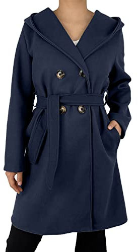 JOPHY & CO. Cappotto Invernale da Donna Maniche Lunghe Doppiopetto con Cintura cod.6595 (IT, Testo, XXL, Regular, Regular, Blu/1)