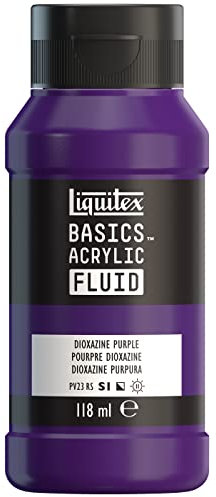 Liquitex 8870395 Basics Fluid Acrylfarbe mit fließender Konsiszenz, schnell trocknend, lichtecht, wasserfest, auf Wasserbasis, 118ml Flasche - Dioxazinpurpur