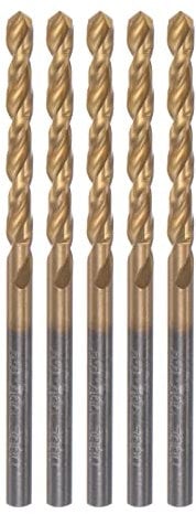 sourcing map 5pcs Twist Drill Bits 3.3mm Titanium Coated (HSS-E) M42 High Speed Steel 8% Cobalt Straight Shank for Stainless Steel Aluminum Alloy Metal