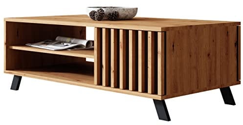 Newroom Couchtisch Wildeiche Anthrazit Wohnzimmertisch Modern Vintage - 110,5x42x67 cm (BxHxT) - Landhausstil Sofatisch Tisch - [Barea.Five] Wohnzimmer