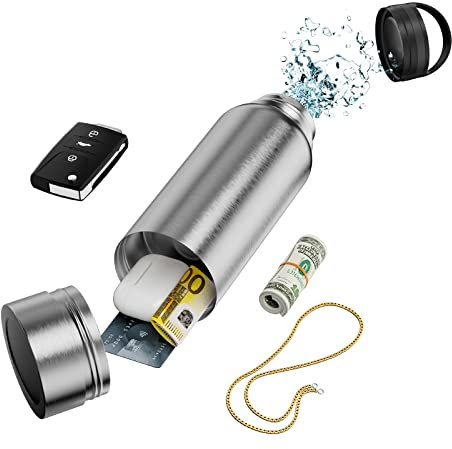 Botella de Agua Segura con Compartimento Oculto Secreto, Caja de Almacenamiento de Acero Inoxidable Para Dinero en Efectivo, Desenrosca la Parte Inferior para Guardar tus Objetos de Valor