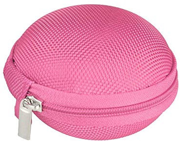Pink Travel Portable Small Round Earphone Storage Case for Headphone Earbuds SD TF Cards Mini Bag Adorable, and Practical, Plastic