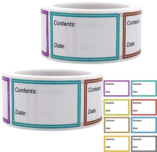 2 Rolls 1000 Pieces Freezer Labels,Removable Food Labels Stickers Easy Peel Off Refrigerator Freezer for Home or Restaurant Food Container