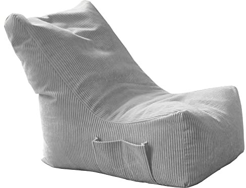 moto-MOLTICO Sitzsäcke 76x97x90cm - Sitzsack XXL mit Taschen - Bean Bag Chair - Indoor Sitzsack - Bean Bag Sessel - Sitzsack mit Füllung - Lazy Bag - Sitzsack Erwachsene - Grau