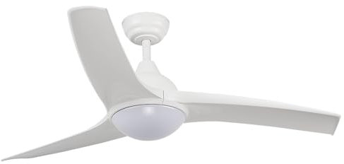 M mimotec - Ventilador de Techo con luz Led Ivara Blanco 58W, mando a Distancia, Bajo consumo, motor DC 34W+Luz Led 24W, 6 velocidades,Silencioso,3 Aspas, invierno-verano, temporizador.