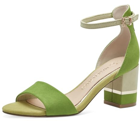 MARCO TOZZI Damen Sandalen mit Absatz mit Verstellbarem Riemen Vegan, Grün (Apple Comb), 36 EU