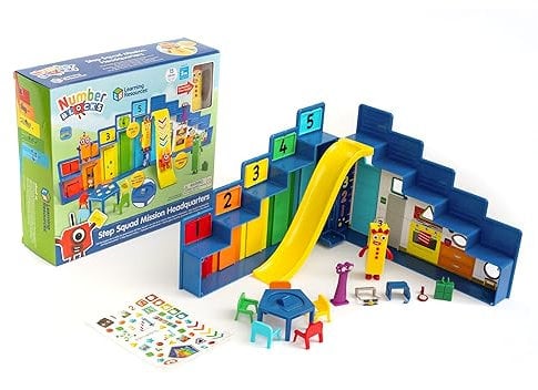 Learning Resources Numberblocks Step Squad Mission Headquarters Deluxe Playset for Ages 3+, Includes Collectible Three Figure, Surprise Hidden Spy Features & Sticker Sheet