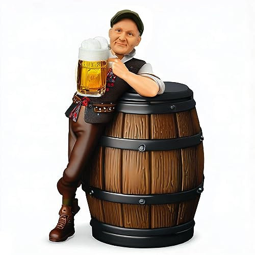 mydedor Wackelkopf-Figur für Oktoberfest, Mann, der sich auf das Fass stützt, individuelle Wackelkopf-Dekoration für Oktoberfest-Mottoparty, Volksfest, Karneval, Familie, Freund