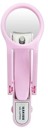 Careor Coupe-ongles professionnel en acier inoxydable avec loupe pour ongles des doigts et des orteils pour personnes âgées, réduit la fatigue oculaire (rose)