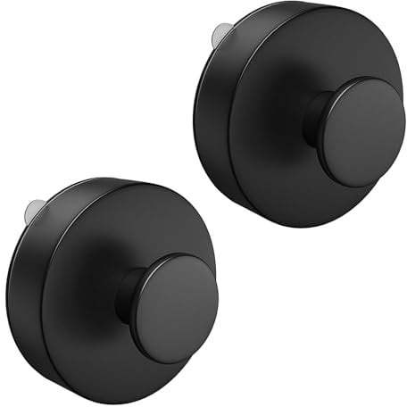 flintronic 2PCS Schwarz Wandhaken 2 Stück, Saugnapf Haken, Saugknöpfe Saugnäpfe, Handtuchhaken Bademantelhaken Ohne Bohren, Extra Stark Badezimmer Haken, ABS Wasserdicht Saughalter, Handtuchhaken