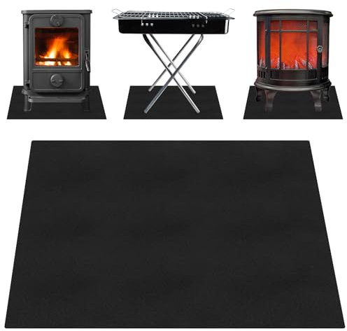 HIULLEN Alfombra ignífuga 50 x 50cm Estera ignífuga, Alfombrilla para Fogatas Resistente al Calor, Alfombra de Protección de Suelo Barbacoa para Barbacoa BBQ Exterior Jardín Terraza