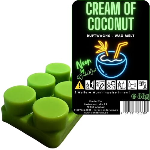 WonderWax Neon Duftriegel 6 x Duftwachs Kreise Wachsmelt Duftwachs Raumduft für Duftlampen Soja Wachs Melts Duftmelt Aroma Wellnes Kerzen Wärmer Wax Tarts Cream of Coconut | Farbe: Neon | Wachsmelt Raumduft für Duftlampen Soja Wachs Melts Duftmelt Aroma Wellnes Kerzen Wärmer Wax Tarts Duftöl