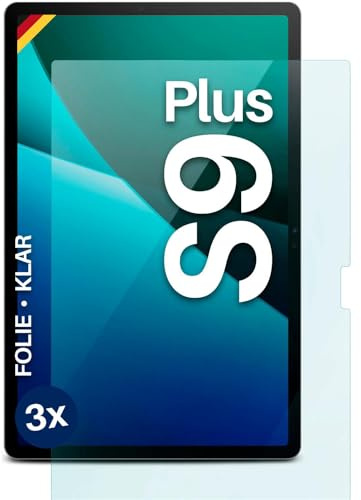 moex FlexProtect Schutzfolie kompatibel mit Samsung Galaxy Tab S9 Plus Displayschutz nur 0.2 mm dünn, Folie für das Display, HD Ultra klar und extra kratzfest - 3 Stück