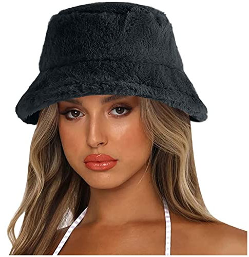 liaddkv Warm Mütze Stil Farbe Dicke Winter Feste Mütze für Frauen Eimer Hut Becken Eimer für Männer Regen Hut (Black, One Size)
