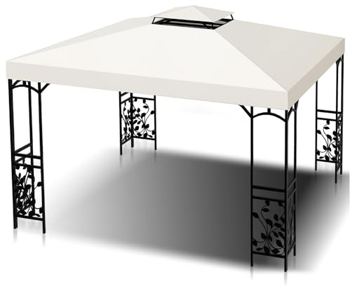 Yakimz Pavillondach 3x3m, Pavillon Ersatzdach, Wasserdicht Partyzelt ersatzbezug, Doppeldach Schutzhaube, UV-Schutz Pavillonabdeckung Festzelt überdachung, Beige