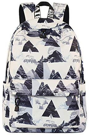 Mädchen Schulrucksack Modischer Freizeitrucksack für Frauen Teenager Jungen Wasserdicht Tasche Schulranzen Tagesrucksack mit Laptopfach Grauer Berg