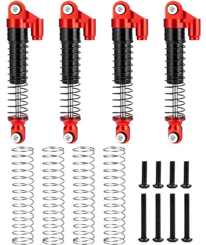 UNARAY 4Pcs Metall 62mm Erweiterte Vorne und Hinten Stoßdämpfer Dämpfer Fit for TRX-4M Bronco Defender 1/18 RC Crawler Auto Modell Teile (Size : Red)