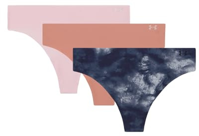 Under Armour Damen-Tanga-Unterwäsche, Reiner Stretch, unsichtbar, ganztägigen Komfort und ultraweiche Passform, 3er-Pack, Canyon Pink, L