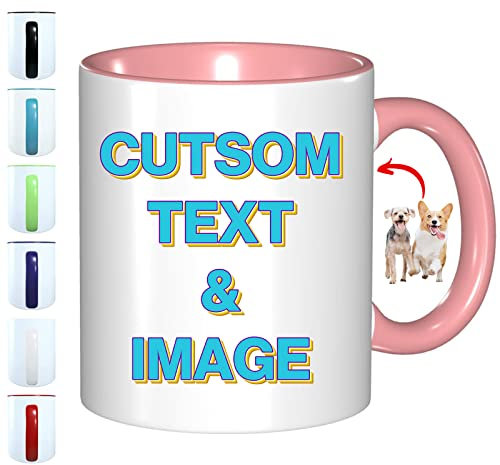 FEICANSEN Custom Mug Personalized Mug Customizable Gift Cup Customized Photo and Text or Logo Funny Picture Coffee Cup (Pink)