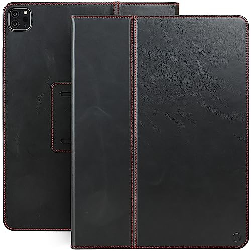 Casemade Custodia in vera pelle per iPad Air 13 (modello 2024) – Premium Slim Cover/Smart Folio con doppio supporto e auto sleep/wake (nero)