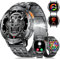 ESFOE Montre Connectée Homme 5ATM Étanche avec Appels Bluetooth 1,53 AMOLED Militaire Smartwatch avec Torche LED Fréquence Cardiaque SpO2 Surveillance Fitness Tracker pour Android iOS