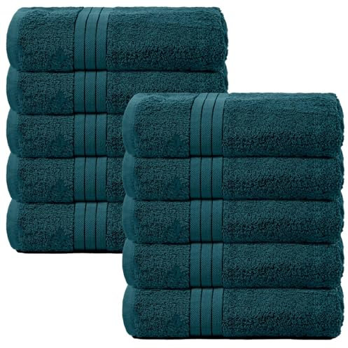 Brentfords Bath Towel Teal Green, Super Soft 100% Cotton Towels for Bathroom Showers Highly Absorbent Large Bath Towels Luxury Quality Towel Pack, 10 Piece
