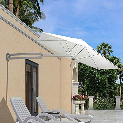 ASumPio Sonnenschirm Zur Wandmontage Für Balkon, Urlaub, Outdoor, Garten, Ampelschirm, Neigbar, Mit Metallstange (Weiß)