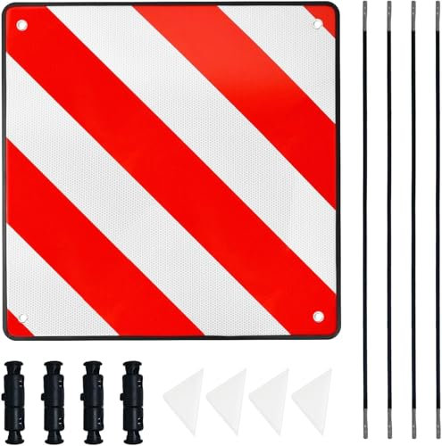 2 in 1 Warntafel Italien Und Spanien Fahrradträger, 50X50 cm Aluminium Warntafel Fahrradträger Mit 4-Riemen, Warntafel italien Spanien Verwendet für Fahrräder, Wohnmobile, Wohnwagen oder Schiffe