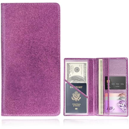 Suvnie Porta libretto e assicurazione auto, organizer in pelle per vano portaoggetti con chiusura magnetica, organizer per documenti per patente di guida, viola lucido